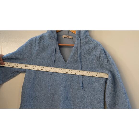 Women's Ann Taylor LOFT Baby Blue Pullover Sherpa Hoodie Sweatshirt Size Large - Picture 3 of 5